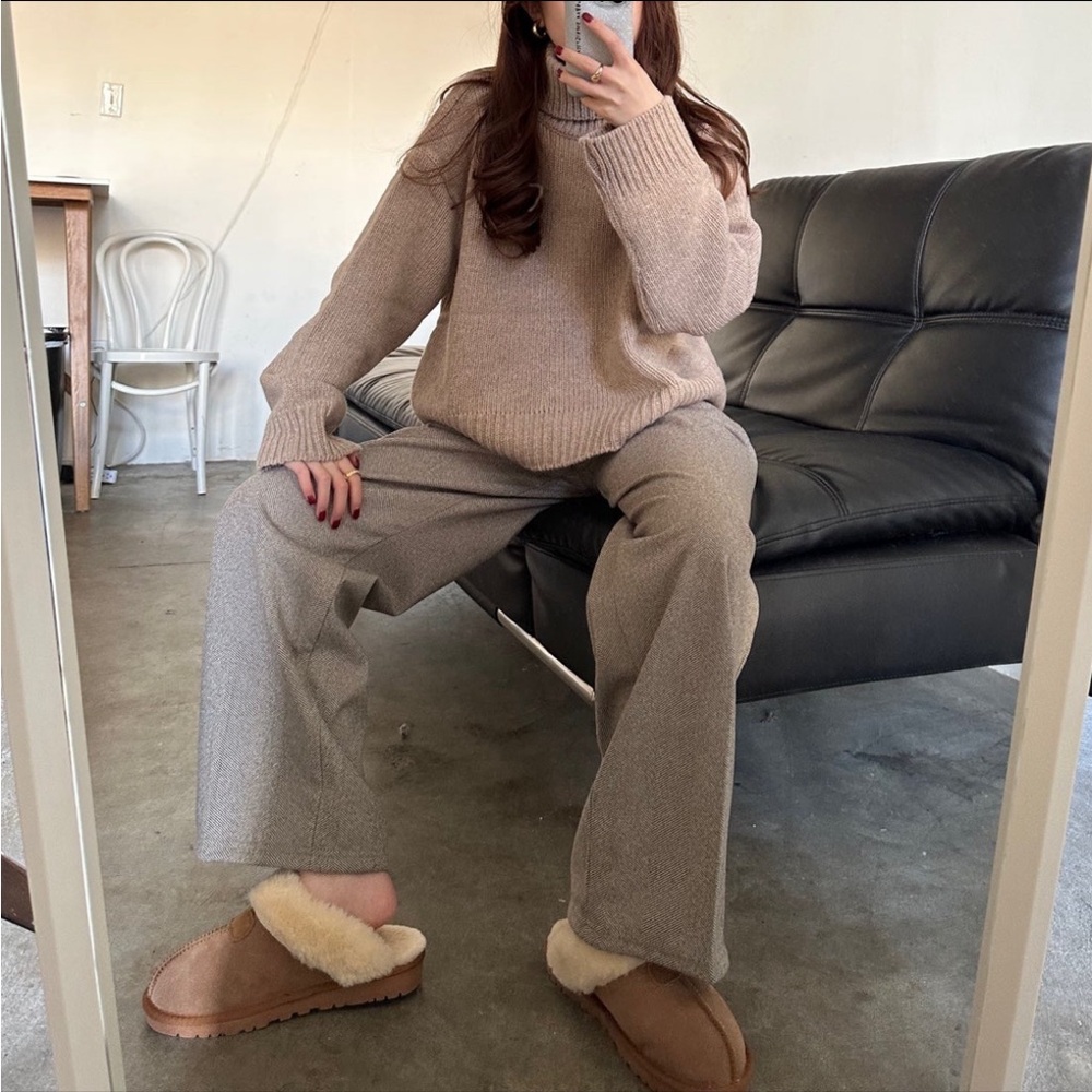 Korean Cozy Tan Turtleneck Sweater